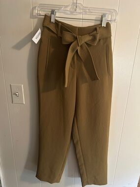 NWT. Wilfred Olive Brown Paperbag Tie-Waist Trousers